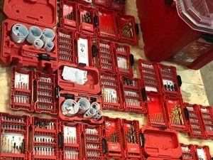 lot 43 image: Large lot of Milwaukee assorted Tools includes Husky Storage Bin