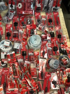 lot 44 image: Large lot of assorted Milwaukee tools and accesories includes 2 HD buckets