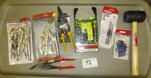 lot 56 image: locking pliers, cutters, drills, pu...