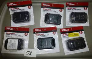 lot 58 image: lot of 6 untested 20V lithium ion b...