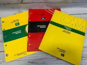 lot 91 image: Lot of 3 Vintage John Deere Manuals (These sell for $15 to $40 each online )