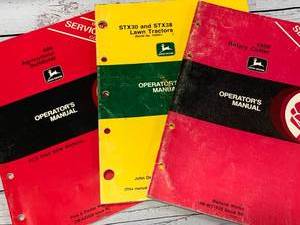 lot 100 image: Lot of 3 Vintage John Deere Manuals (These sell for $15 to $40 each online )