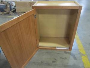 lot 56 image: Hampton Bay Assembled 24x30x12 in. Wall Kitchen Cabinet in Medium Oak KW2430-MO