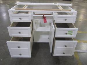 lot 47 image: James Martin Vanities Brittany 48-in Cottage White Single Sink Bathroom Vanity - Cabinet Only - 650-V48-CWH-4CAR