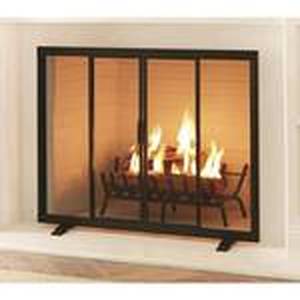 lot 88 image: Style Selections 38.97-in Black Powder Coated Steel Flat Twin Fireplace Screen 15847L