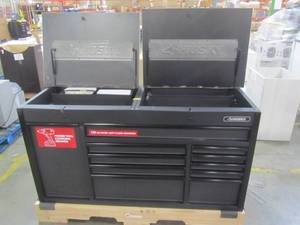 lot 40 image: Husky 63 in. W x 23 in. D 11-Drawer Mobile Workbench with Flip-Top Work Surface H63MWC11FT