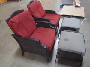 lot 32 image: Martha Stewart Living Palamos Patio Chairs With Replacement Cushions & Foot Rests