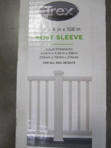 lot 170 image: Tex 4-in X 4-in x 108-in Transcend Classic White Composite Deck Post Sleeve 661081