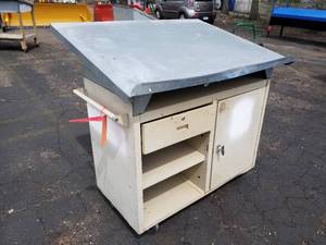 lot 244 image: Commercial Receiving Table Cabinet Rolling Cart