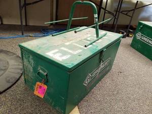 lot 23 image: Greenlee Bender Table Parts with Greenlee Storage Box 153123274