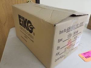 lot 201 image: Lot of (Approximately 27) Eiko Certified Green 65W Flood Lamps 2670K Warm