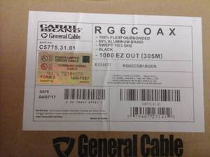 lot 122 image: Lot of (Approximately 500ft.) Carol Brand General Cable RG-6 Coaxial Cable Reel In Box