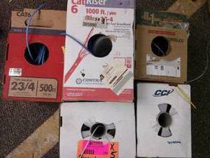 lot 125 image: Lot of (5) Partial Spools of Cable - CAT6 Riser Cable