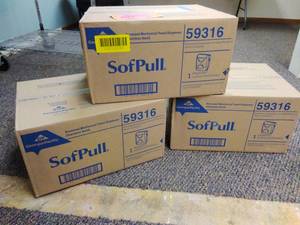 lot 408 image: Lot of (3) Georgia-Pacific SofPull Recessed Mechanical Towel Dispenser Stainless Steel 59316