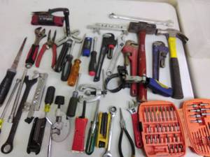 lot 139 image: Hand Tools - Hammer, Wrenches, Pliers, Drivers, Bit Set, Clamps, And More