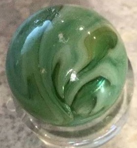 J.E. Pressman Alley Swirl Slag Translucent green glow