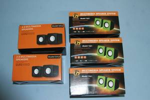 lot 121 image: Lot of Five (5) New PAIRS of Mini Multimedia Multi Media Audio Speakers