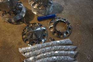 Full Set of 4 -  Chrome Semi Truck 10 Lug Hub and Cone Shaped Lug Covers