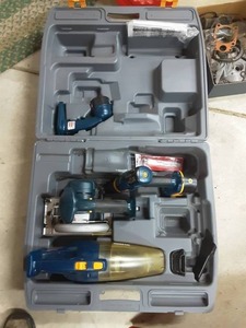 lot 56 image: Ryobi 18 Volt Drill, Vac, Circular Saw, Reciprocating Saw, Flashlight, 2-Batteries, 1-Charger
