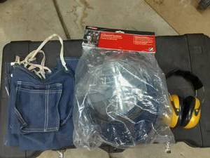 lot 60 image: NEW Face Shield, Ear Muffs, Shop Apron