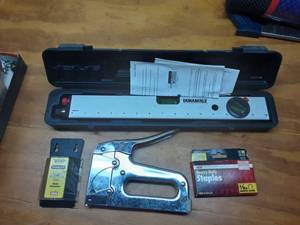 lot 74 image: Laser Level, Stapler & Staples, Razor Blades