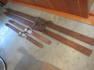 lot 57 image: Vintage Wooden Skis
