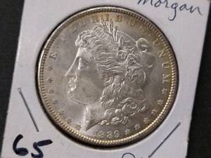lot 21 image: 1889 High Grade Morgan Silver Dolla...