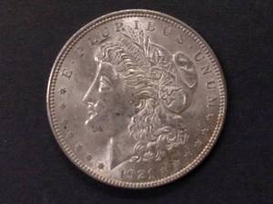 lot 37 image: 1921 AU Morgan Silver Dollar...