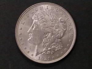lot 38 image: 1921 AU Morgan Silver Dollar...