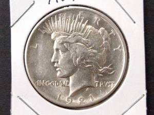 lot 52 image: 1921 High Relief Peace Silver Dolla...