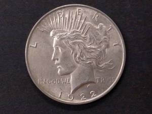 lot 54 image: 1922 Peace Silver Dollar...