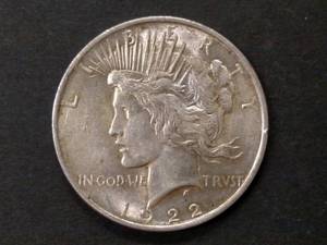 lot 55 image: 1922 Peace Silver Dollar...