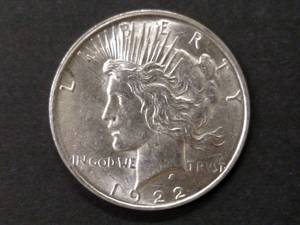 lot 58 image: 1922 D Peace Silver Dollar...