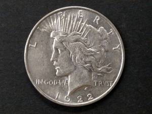 lot 59 image: 1922 D Peace Silver Dollar...