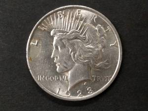 lot 64 image: 1923 Peace Silver Dollar...