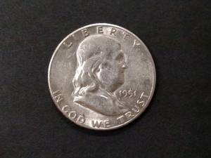 lot 98 image: 1951 S Franklin Silver Half Dollar...
