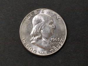 lot 102 image: 1963 D AU Franklin Silver Half Doll...