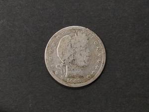 lot 114 image: 1908 D Barber Silver Quarter...
