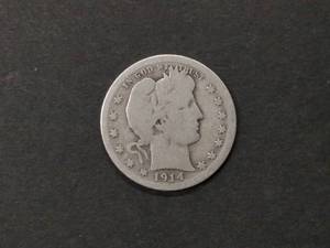 lot 117 image: 1914 Barber Silver Quarter...