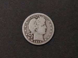 lot 119 image: 1915 Barber Silver Quarter...