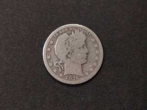 lot 121 image: 1916 D Barber Silver Quarter...