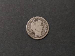 lot 128 image: 1908 D Barber Silver Dime...