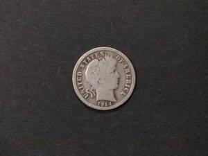 lot 130 image: 1914 Barber Silver Dime...