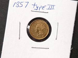 lot 2 image: 1857 Type III One Dollar Gold Coin...