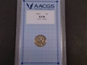 lot 145 image: 1937 AACGS XF40 Buffalo Nickel...