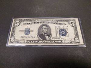lot 157 image: 1934 D Five Dollar Silver Certifica...