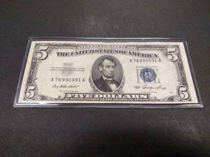 lot 158 image: 1953 Five Dollar Silver Certificate...