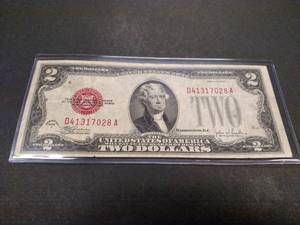 lot 160 image: 1928 F Two Dollar Red Seal United S...