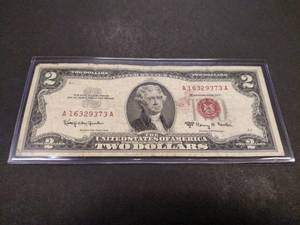 lot 162 image: 1963 A Two Dollar Red Seal United S...