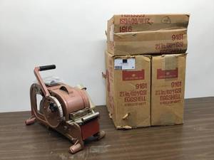 lot 21 image: Better Packages Inc. Tape Shooter Model 100 Vintage Glue Tape Dispenser. Includes 3 Cases Of Tape (32 Rolls Of 600ft)